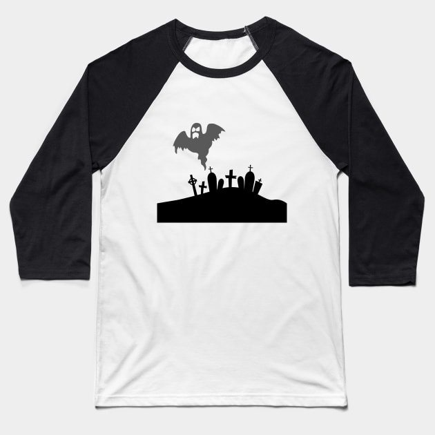 Halloween Graveyard Baseball T-Shirt by joyandgrace